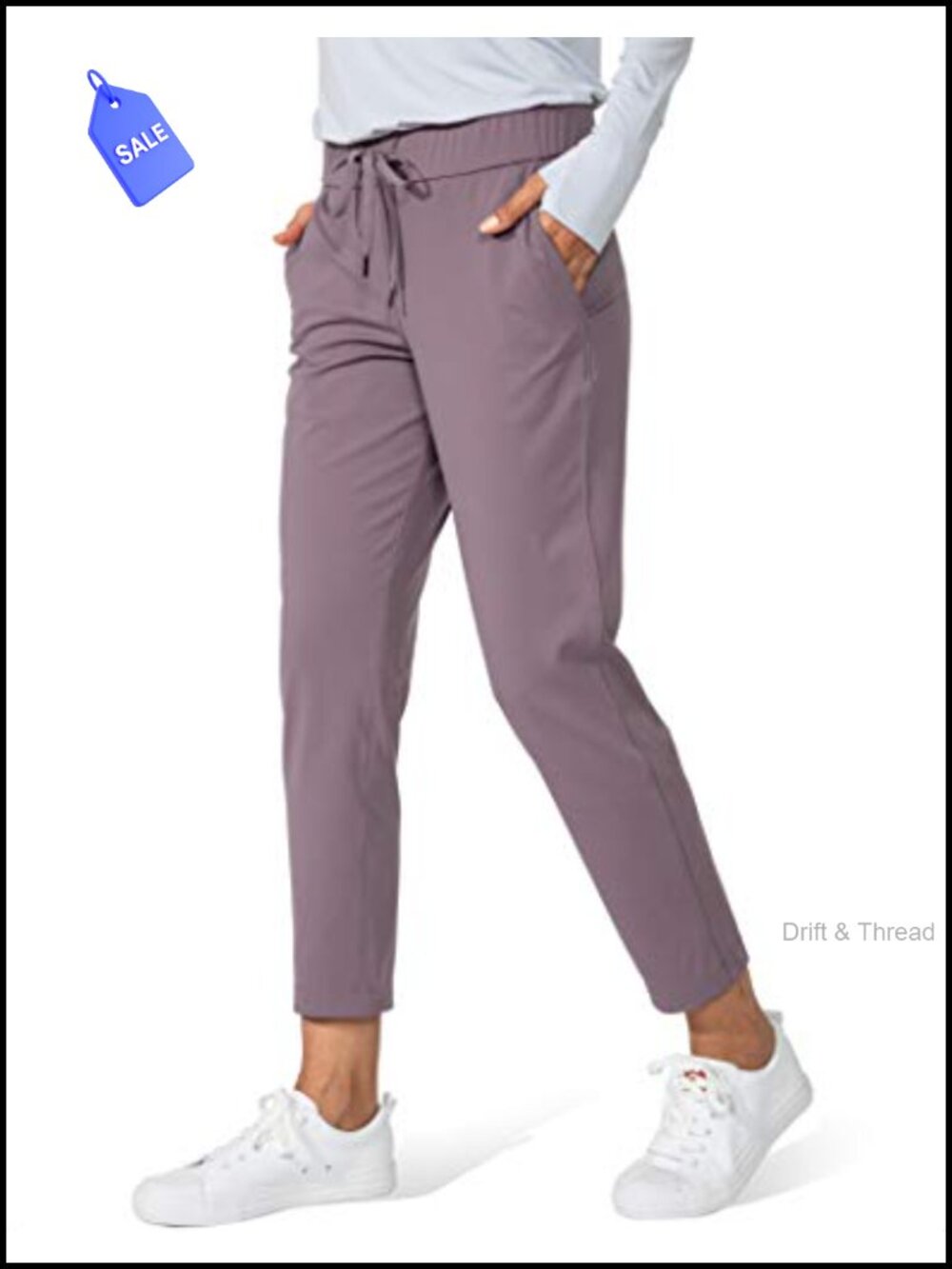 7/8 Stretch Ankle Golf Pants Deep Pockets Drawstring Sweatpants